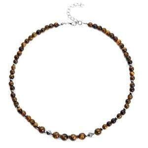 Yellow Tiger's Eye and Resin Beaded Necklace 18-20 Inches